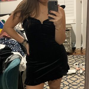 Black Velvet Mini Cup Tie Top Dress